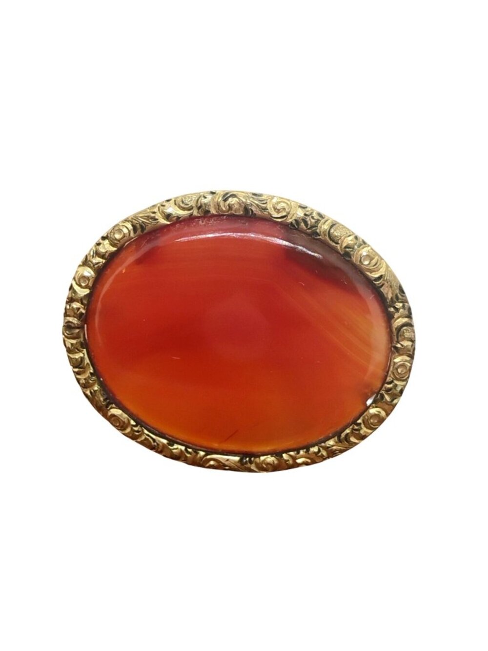 Antique Victorian Carnelian Red Agate Brooch Pin C Clasp